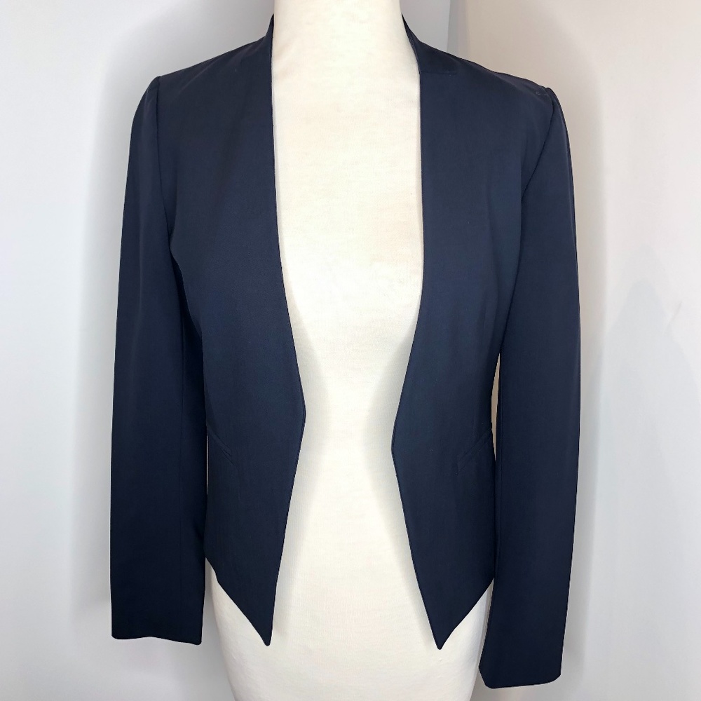 Theory Navy Blue 96% Wool Blend Open Blazer 2